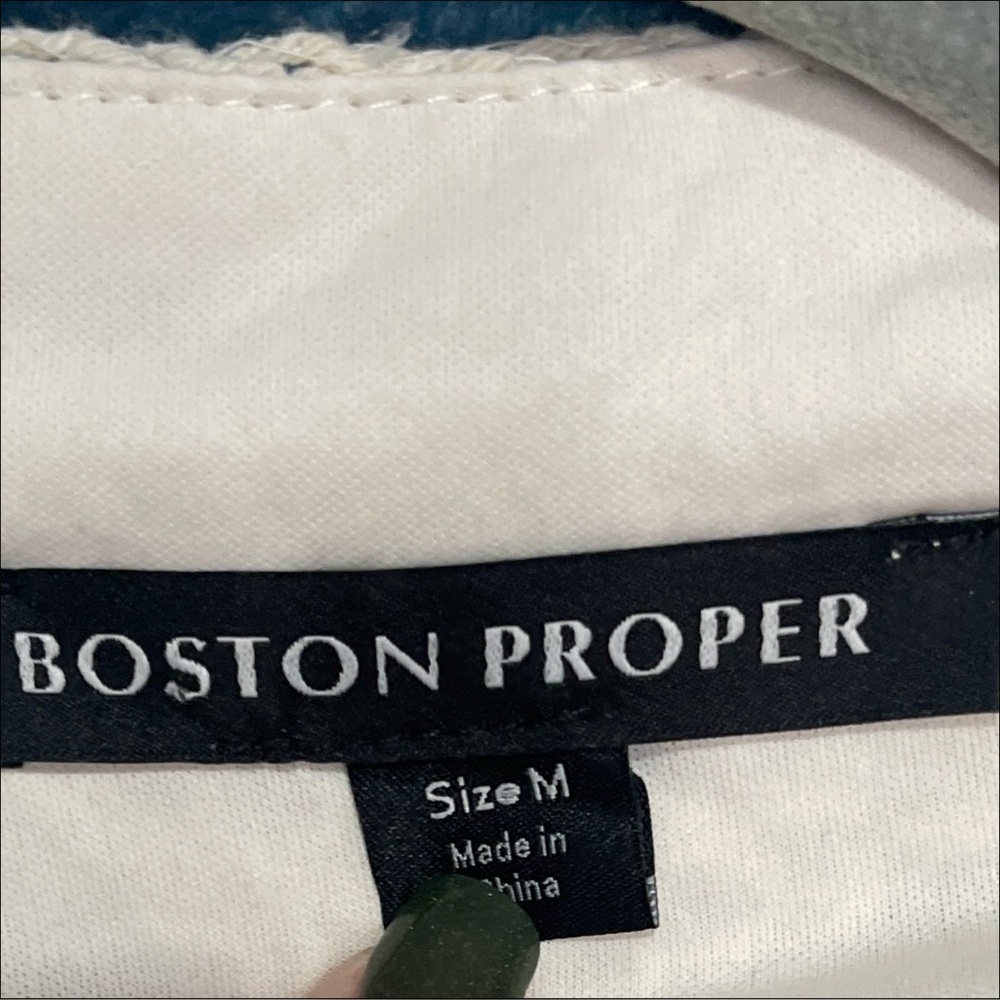 Boston proper Crochet Three Quarter Sleeve Jacket creme neutral size M - Picture 4 of 7